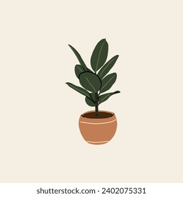 Flat vector rubber plant illustration