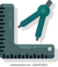 Flat vector - Ruler and compass icon illustration