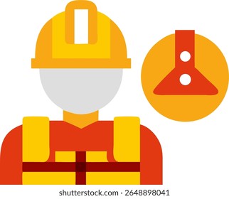 Vetor plano de oficial de segurança usando capacete e colete. Ideal para ilustrações de segurança no local de trabalho, construção e conscientização sobre riscos.