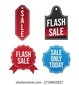 Venta de Vector plano y etiquetas de venta flash para diseño minorista y promocional.