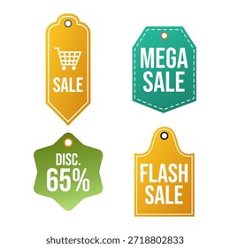 Etiquetas de venta de Vector plano y etiquetas de descuento para diseño minorista y promocional.