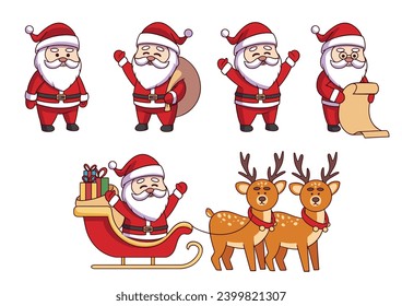 Flat Vector Santa Claus Hand Drawn