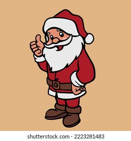 Flat Vector Santa Claus. Material design for cildren book. Sticker and Tshirt design