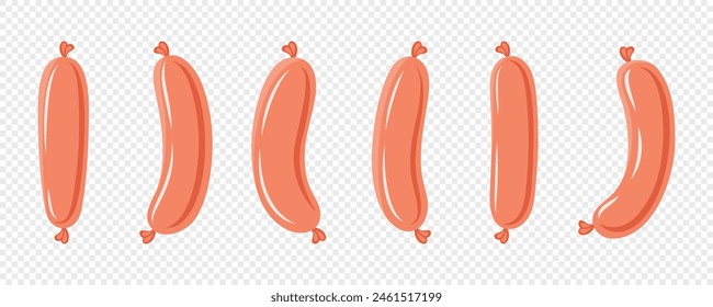 Flat Vector Sausage Icon Set. Cartoon Sausage Icon, Isolated