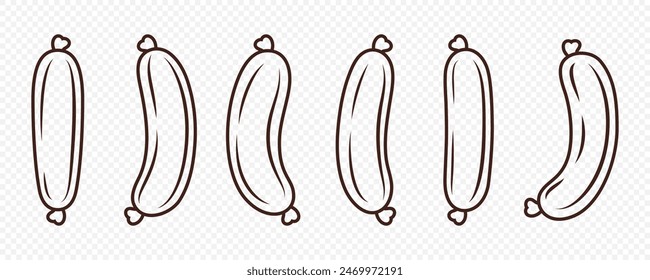 Flat Vector Sausage Icon Set. Cartoon Sausage Icon, Isolated
