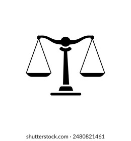 flat vector scales icon, in black color on a white background, court and law or jurisprudence