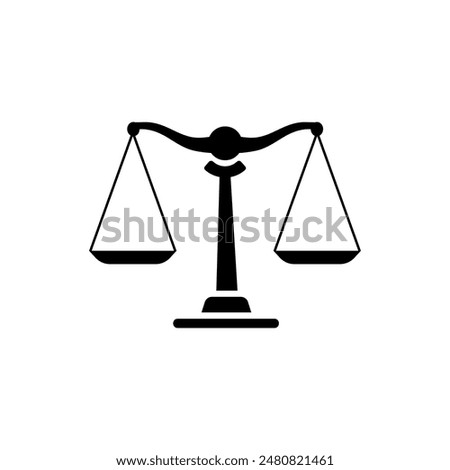 flat vector scales icon, in black color on a white background, court and law or jurisprudence