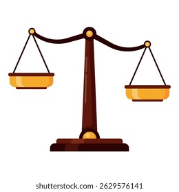 Vetor plano de escalas de justiça que representam equilíbrio jurídico e imparcialidade.