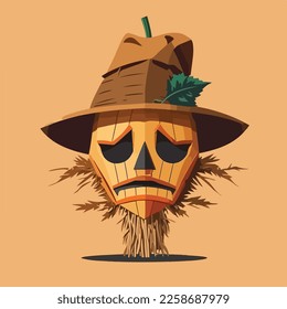 Flat Vector the scarecrow head illustration vector