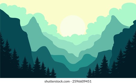 flat vector scenery simple modern background