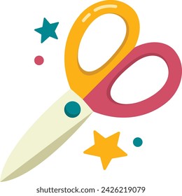 Flat Vector School Element Scissors Illustration