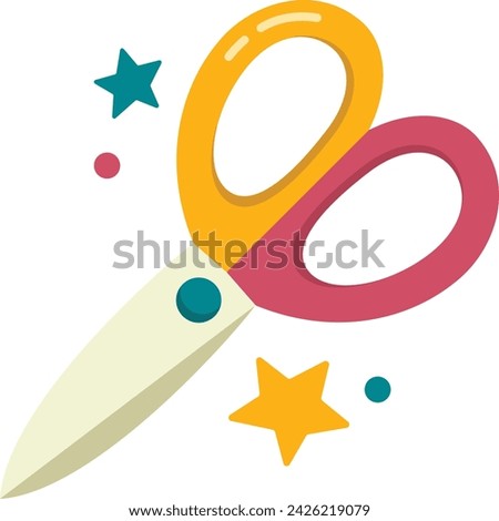 Flat Vector School Element Scissors Illustration