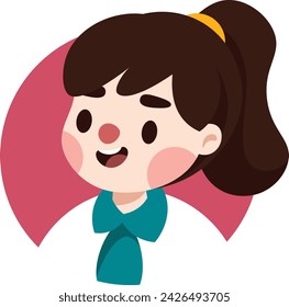 Flat Vector School Girl Student Illustration
