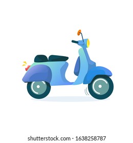 flat vector scooter with blue color on isolated white background
