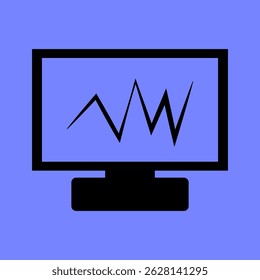Flat vector screen with blue data bars representing digital interface, dashboard, and performance display.