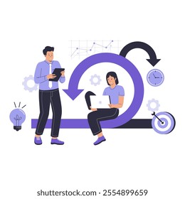 Flat vector of scrum agile methodology for software development. Illustrations for websites, landing pages, mobile apps, posters and banners. Trendy flat vector illustrations