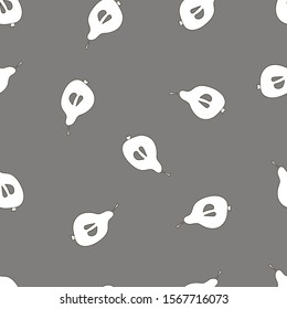 Flat vector seamless pattern black and white with fruit pear