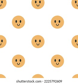 Patrón plano sin fisuras, papel digital. Sonrisa dibujada a mano cara emoji