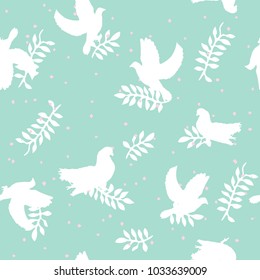 Flat vector seamless pattern  - Dove of Peace 