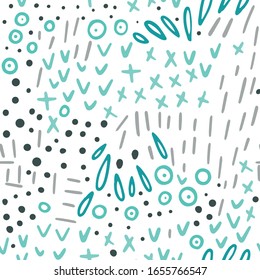 Flat vector seamless pattern of geometric shapes. Multicolored geometric figures patter in modern hipster style. Fun abstract background with geometrical figures in bright colors.