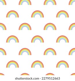 A flat vector seamless pattern of a rainbow, a symbol of the LGBT community. A symbol of tolerance and solidarity. Isolated design on a white background.