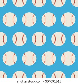 Flat Vector Seamless Sport and Recreation Baseball Pattern. Flat Style Seamless Texture Background. Sports and Playing Game Template. Healthy Lifestyle. Ball Activity and Physical Education