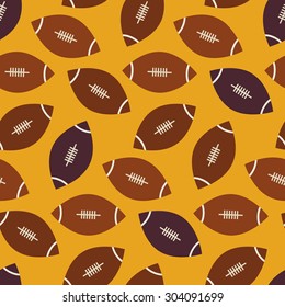 Flat Vector Seamless Sport and Recreation American Football Pattern. Flat Style Seamless Texture Background. Sports and Playing Game Template. Healthy Lifestyle. Ball
