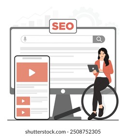Flat vector seo analytics concept illustration
