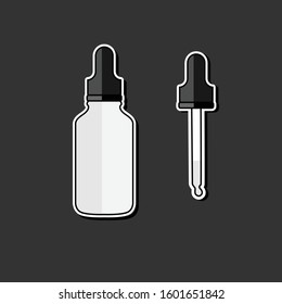Flat vector serum icon symbol sign sticker on dark grey background.