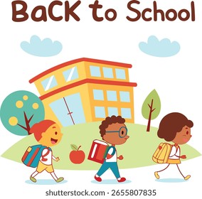 Flat vector set of compositions with objects related to education theme. Back to school Vector Art Illustration