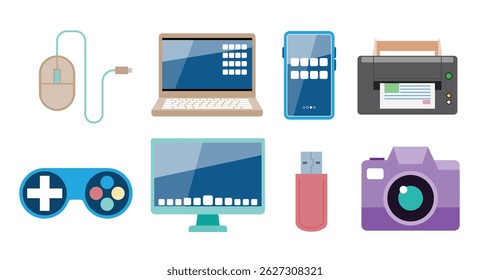Flat Vector Set of Digital Devices and Gadgets
