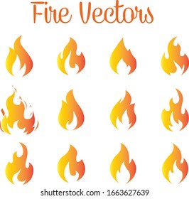 Flat Vector Set of Fire, Flame Set Vector Design, Fire Vectors