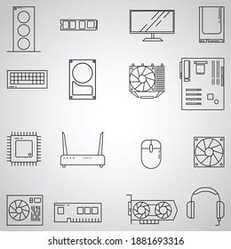 Flat Vector set of Hardware Icons