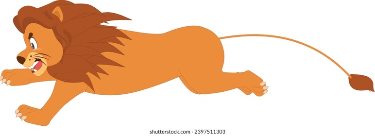 Flat vector set of illustrations of a lion and a lioness, different poses and actions
