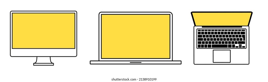 Flat vector set for laptop