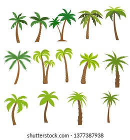 Flat vector set of palm trees