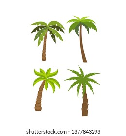 Flat vector set of palm trees