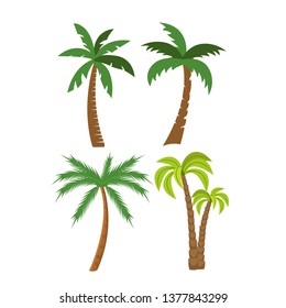 Flat vector set of palm trees