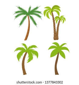 Flat vector set of palm trees