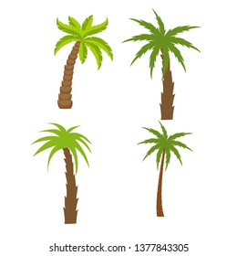 Flat vector set of palm trees