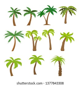 Flat vector set of palm trees