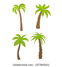 Flat vector set of palm trees