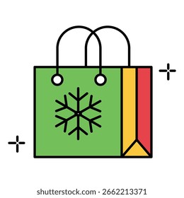 Flat Vector Shopping Bag Icon for E-Commerce and Retail Design