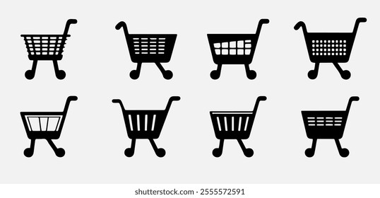 Flat Vector Shopping Cart Icon for Retail and Online Shopping Concepts