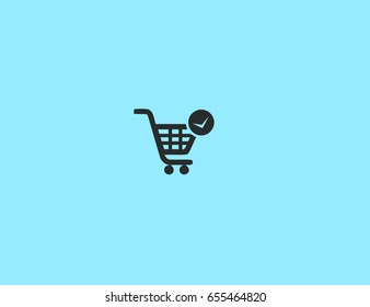 Flat vector shopping cart verify icon