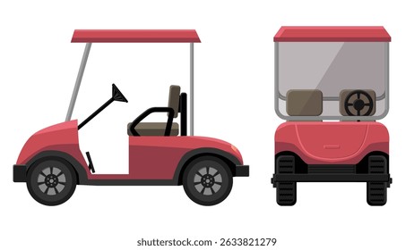 flat vector side view of golf cart car vehicle