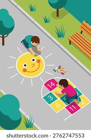 Flat Vector Sidewalk Chalk Masterpieces