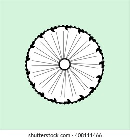 flat vector silhouette of a bicycle wheel with tyre and spokes