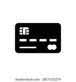 A flat vector silhouette of a credit card with a magnetic stripe and chip. It has a transparent background.