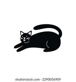 Flat vector silhouette silhouette illustration of a cat